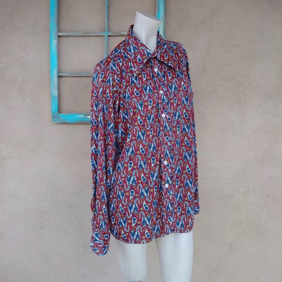 Vintage Other - 1970s Mens Long Sleeved  Paisley Disco Shirt Sz 42